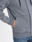 Washable men's unbuttoned hooded sweatshirt - light blue V3 OM-SSDS-0110
