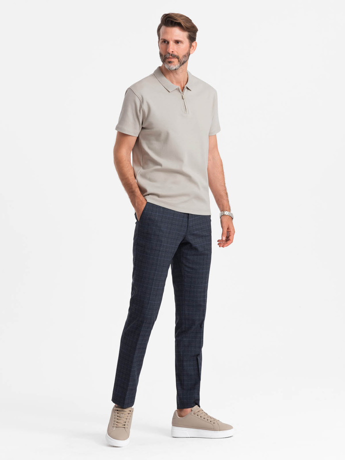 Men's polo shirt with zippered collar - ash V2 OM-POSS-0132