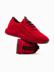 Men's mesh slip-on sneakers shoes - red V2 OM-FOKS-0117