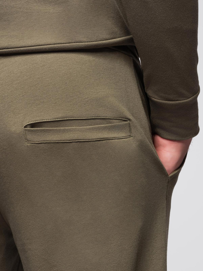 Men's sweatshirt set hoodie + sweatpants - olive V4 Z107