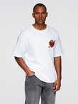 Men's cotton t-shirt with jewelry applique on chest - off white V2 OM-TSCT-0290