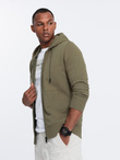 Rozpinana bluza męska dresowa BASIC – oliwkowa V2 OM-SSBZ-0160