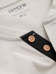 Men's longsleeve with buttons at the neckline - light beige V6 OM-LSCL-0107