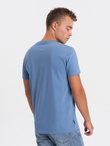 BASIC men's classic cotton T-shirt with a crew neckline - blue V5 OM-TSBS-0145