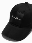 Men's baseball cap with visor and large patch - black V1 OM-ACCS-0101 