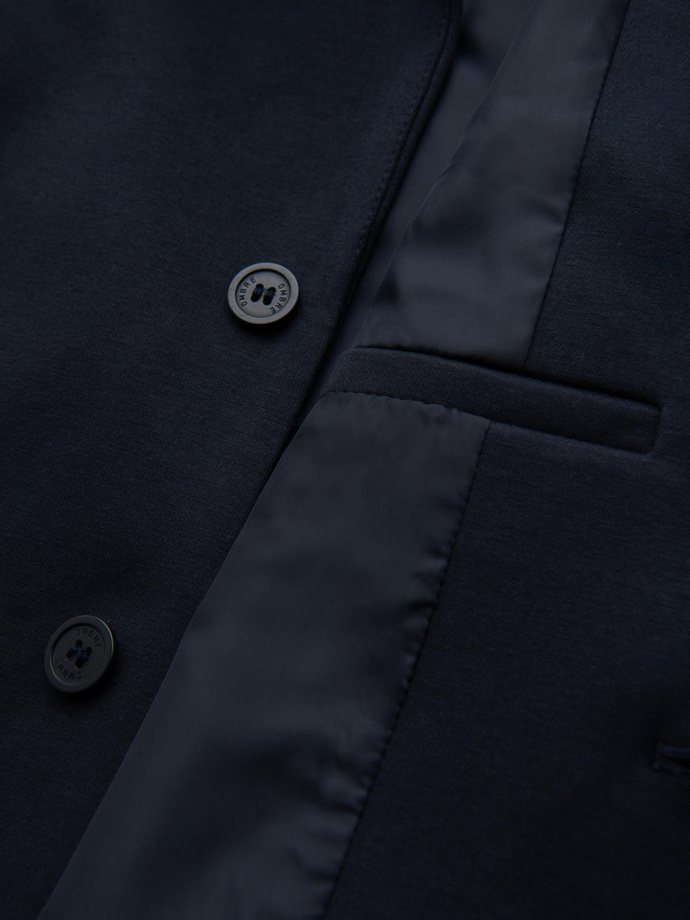 Dzianinowa marynarka męska o dopasowanym kroju - granatowa V3 OM-BLZB-0100