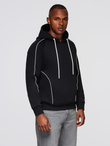 Unbuttoned men's sweatshirt with stand-up collar and hood - black V1 OM-SSZP-0216