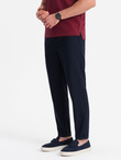 Męskie spodnie chino z gumką w pasie SLIM FIT - granatowe V3 OM-PACP-0157