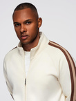 Men's sweatshirt with high collar and stripes - cream V3 OM-SSZP-0219