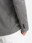 Marynarka męska casual w delikatną kratkę - szara V2 OM-BLZB-0116