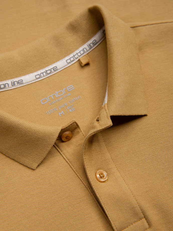 Men's BASIC single-color pique knit polo shirt - mustard V8 OM-POBS-0100
