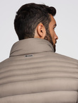 Men's quilted jacket with two fasteners - dark beige V4 OM-JALP-0231