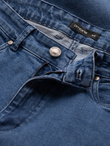Washable men's TAPER FIT denim pants with rubbing - blue V2 OM-PADP-0163