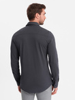 Męska bawełniana koszula REGULAR z dzianiny single jersey - grafitowa V6 OM-SHCS-0138