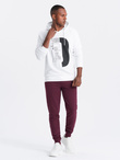 Men's BASIC cotton jogger sweatpants - maroon V3 OM-PABS-0174