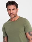 BASIC men's classic cotton T-shirt - khaki V6 OM-TSBS-0236