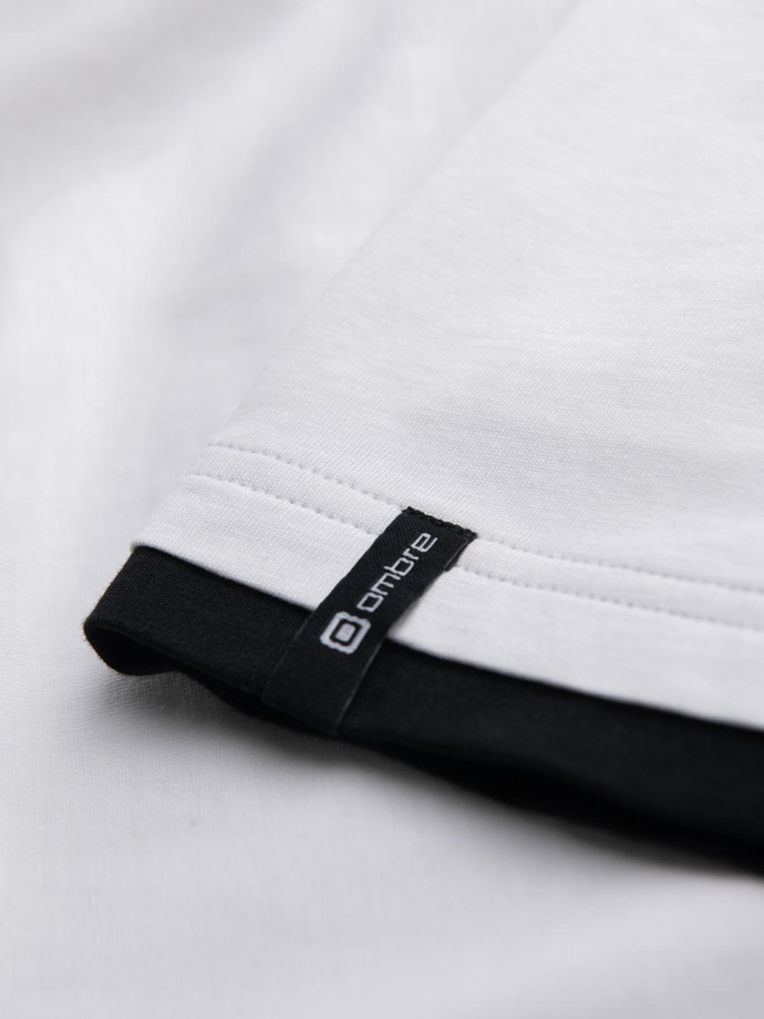 Men's SLIM FIT T-shirt with round neckline and logo - white V1 OM-TSCT-0220