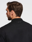 Men's quilted jacket with high zipped hood - black V1 OM-JAHP-0238