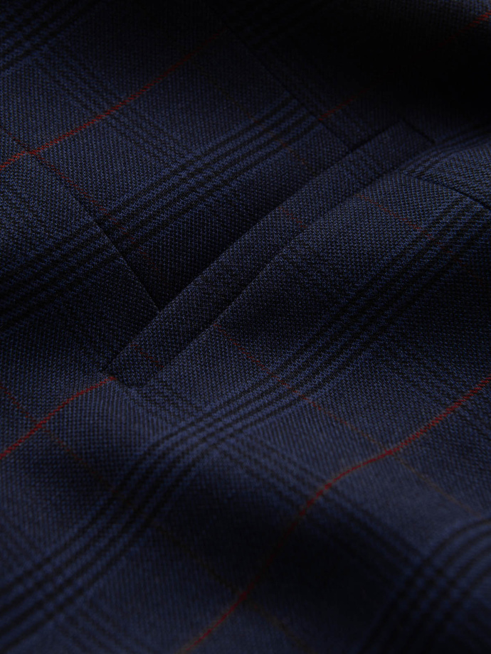 Men's vest without lapels in delicate check - navy blue V1 OM-BLZV-0123