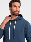 Men's sweatshirt set kangaroo sweatshirt + shorts - dark blue V4 Z75