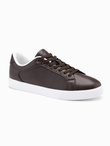 Męskie klasyczne buty sneakersy z wysoką podeszwą – ciemnobrązowe V2 OM-FOCS-0165
