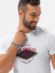 T-shirt męski z nadrukiem - biały V-21B S1434