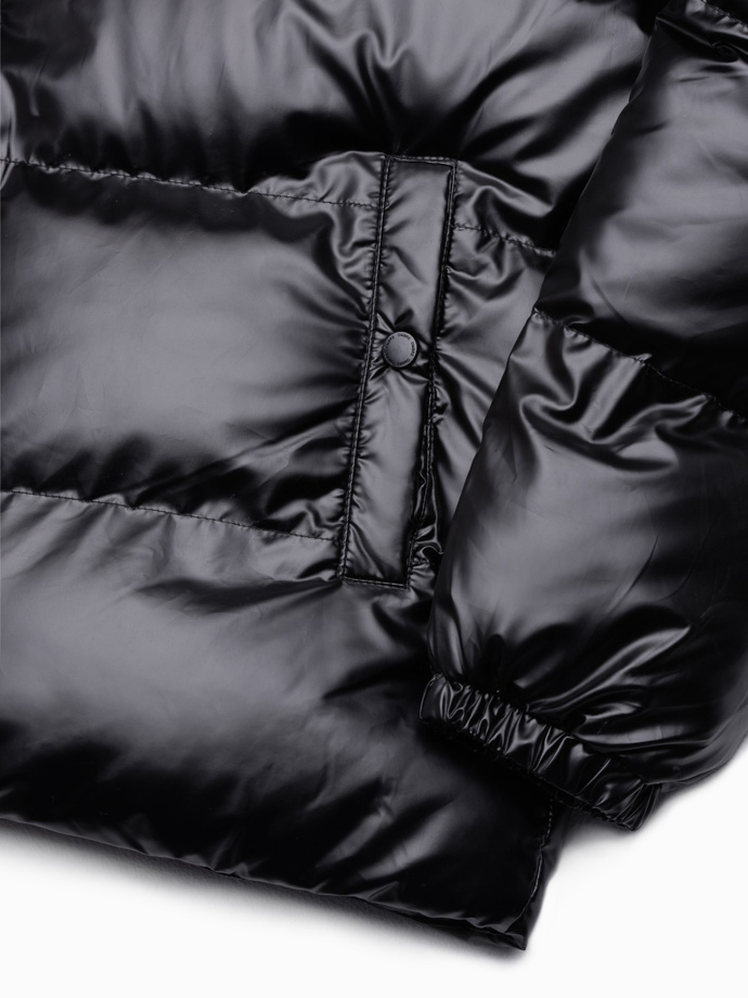Kurtka męska zimowa puffer błyszcząca - czarna V1 C545