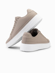 Męskie buty sneakersy z ekoskóry na grubej podeszwie – popielate V1 OM-FOSL-0166