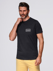 Men's knitted t-shirt with printed REGULAR cut - black V2 OM-TSPT-0231