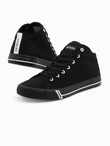 Buty męskie trampki z kontrastującymi elementami - czarne V2 OM-FOTH-0125