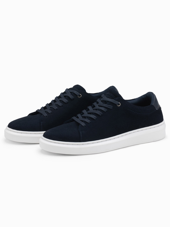 Klasyczne buty męskie sneakersy z miękkiego zamszu – granatowe V4 OM-FOCS-0163