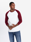 Men's longsleeve with contrasting raglan sleeves - white and maroon V2 OM-LSCL-0105