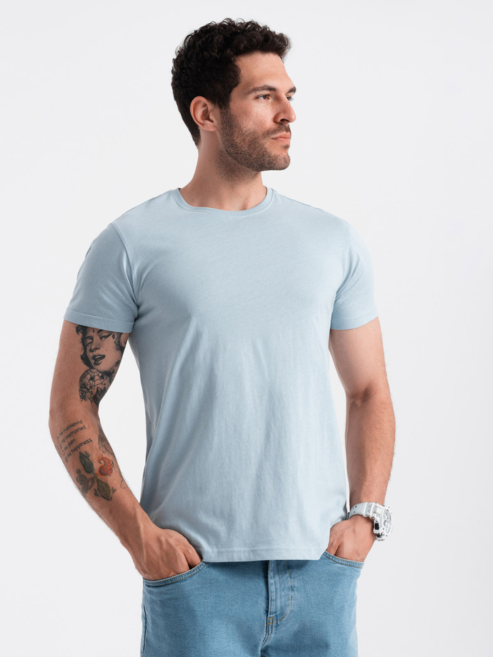 BASIC men's classic cotton T-shirt - light blue V19 OM-TSBS-0146
