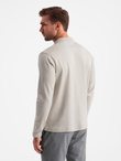 Longsleeve męski z zapinanym na zamek kołnierzykiem polo – popielaty V2 OM-POLS-0130