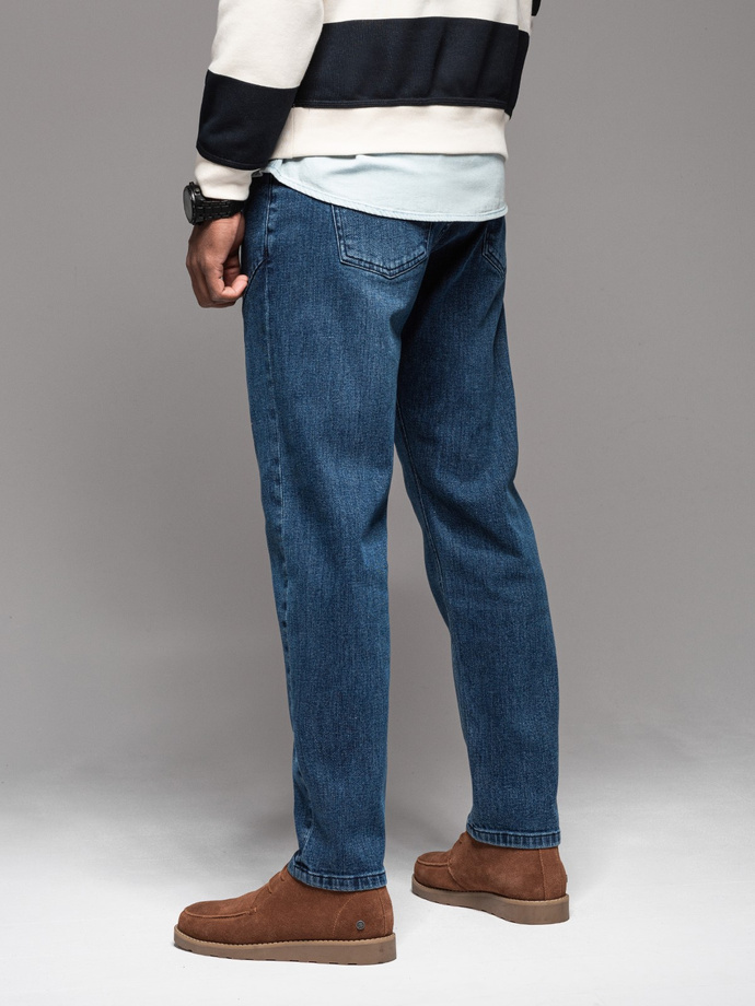 Men's CARROT FIT denim pants with decorative darts - dark blue V2 OM-PADP-0227 