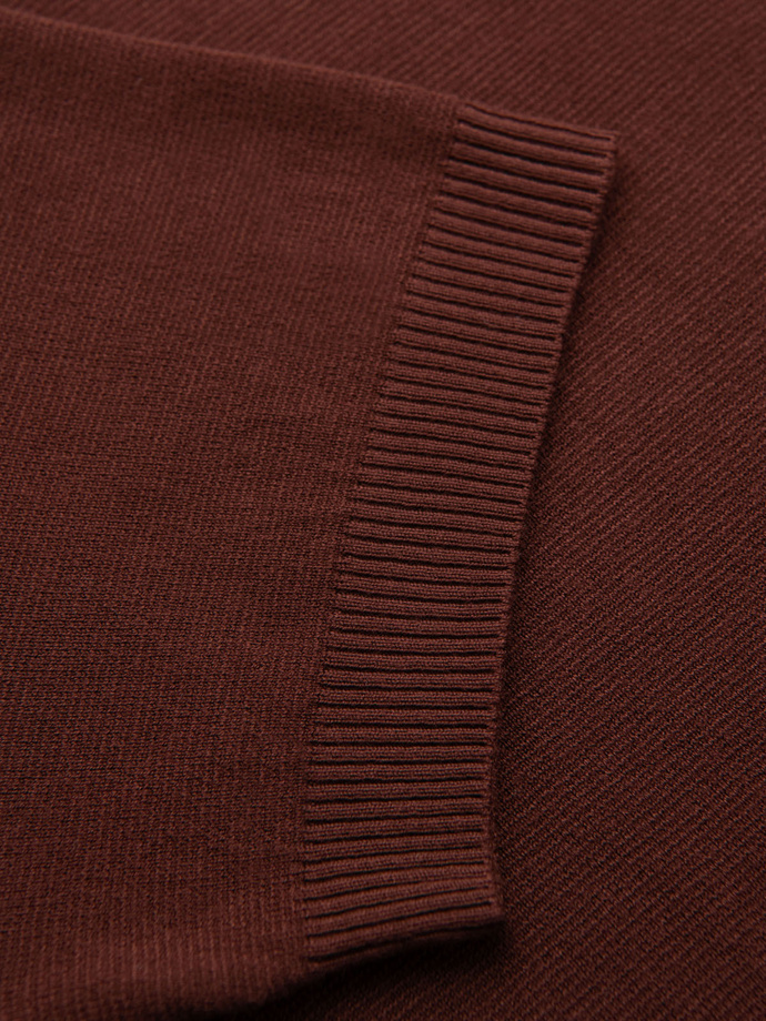 Men's buttonless polo shirt with classic weave - dark brown V4 OM-POSS-0159