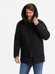 Długa sezonowa męska kurtka w stylu outdoorowym – czarna V1 OM-JALJ-0202