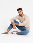 Old-school men's sneakers on thick sole - light brown V1 OM-FOSL-0170