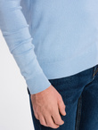 Elegant men's sweater with a v-neck - light blue V10 OM-SWBS-0107