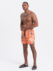 Men's swim shorts in floral motif - orange V5 OM-SRBS-0140