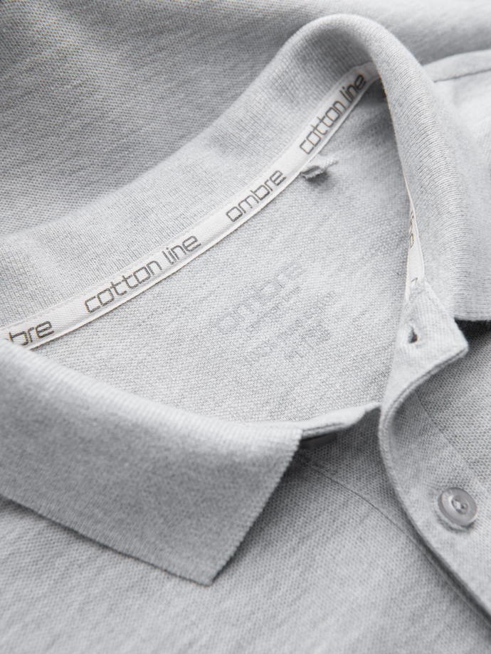 Men's BASIC single color pique knit polo shirt - grey V20 OM-POBS-0100