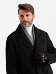 Men's single-breasted patterned coat with pockets - black V2 OM-COWC-0108