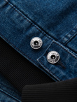 Men's denim jacket with knitted sleeves and hood - blue and black V2 OM-JADJ-0220