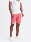 Spodenki męskie z tkaniny melanżowej LOOSE FIT - jasnoczerwone V7 OM-SRSK-0116