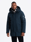 Długa sezonowa kurtka męska w stylu outdoorowym – granatowa V2 OM-JALJ-0202