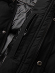 Men's long quilted winter jacket with hood - black V1 OM-JALJ-0309