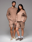 Dresowe szorty unisex ze ściągaczem w pasie – brązowe V16 OU-SRBC-0101