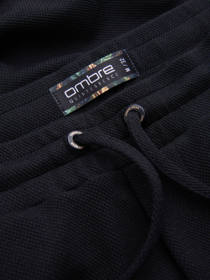 Men's knit shorts with elastic waistband - black V2 OM-SRCS-0107