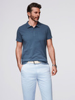 Men's polo t-shirt with decorative buttons - dark blue V8 S1744