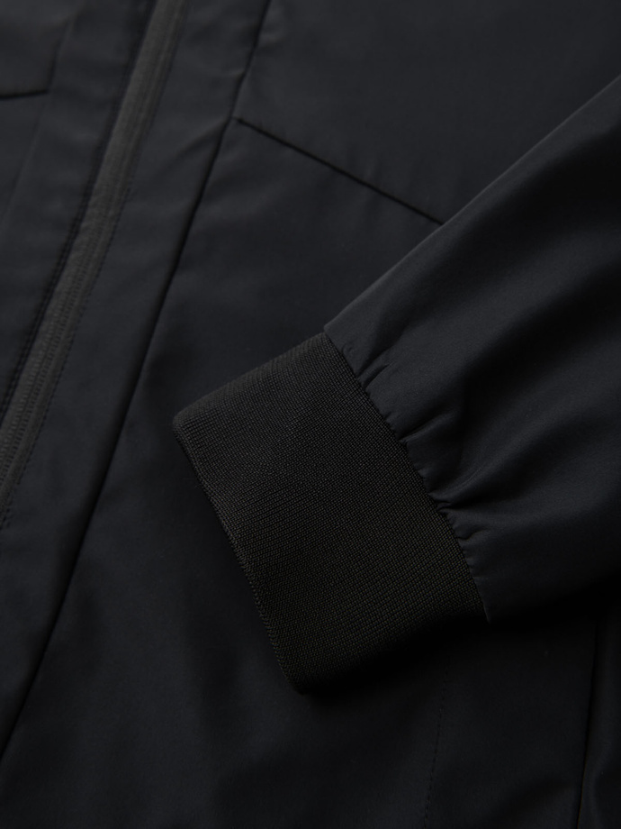 Men's lightweight jacket with mesh lining and hood - black V4 OM-JANP-0149